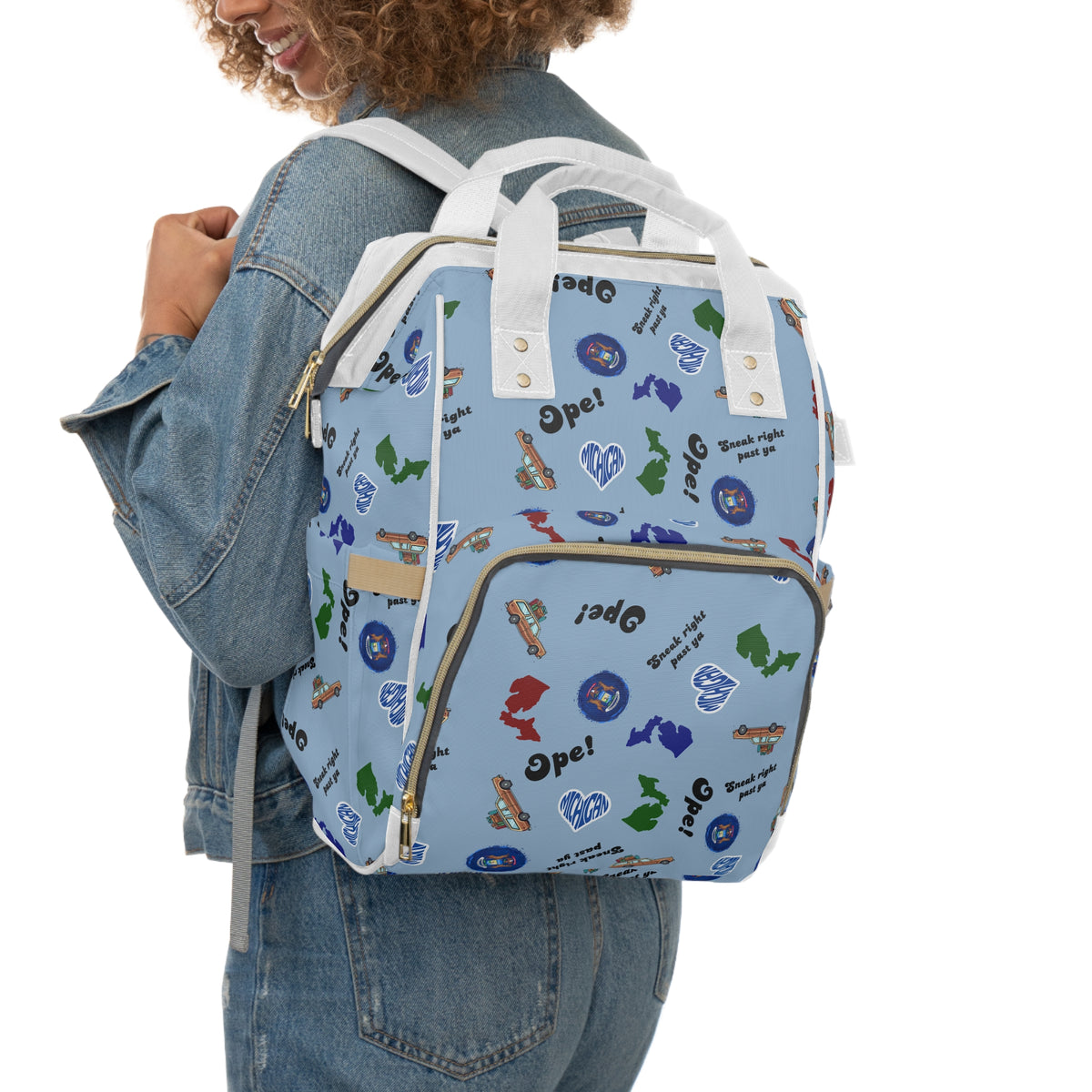 Light blue Michigander Multifunctional Diaper Backpack