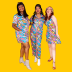 8-Bit A-Frames Fit & Flare Dress in Pretty Pastel by Blue Platypus Clothing