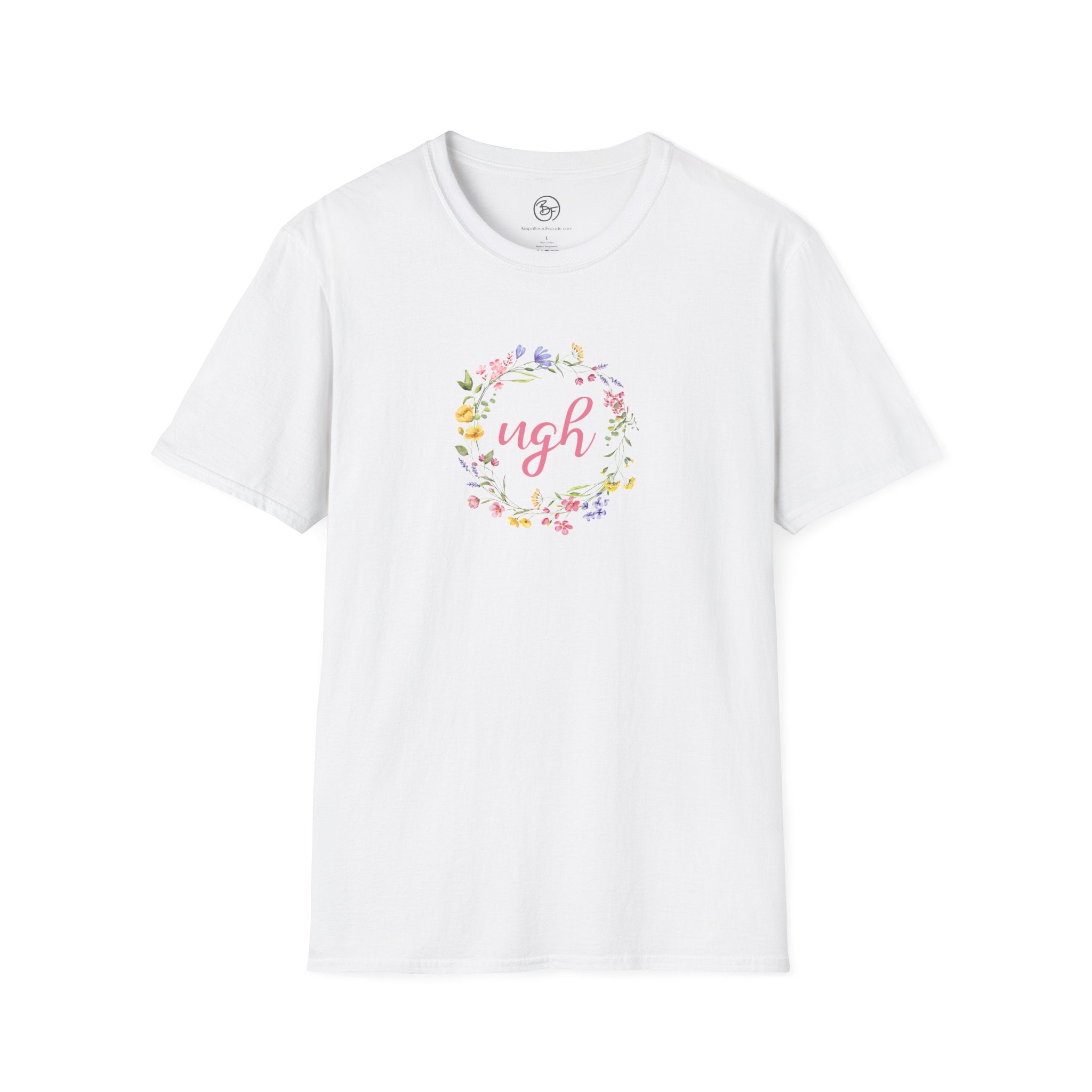 Bespattered Facade "Ugh" Floral Unisex Softstyle T-Shirt