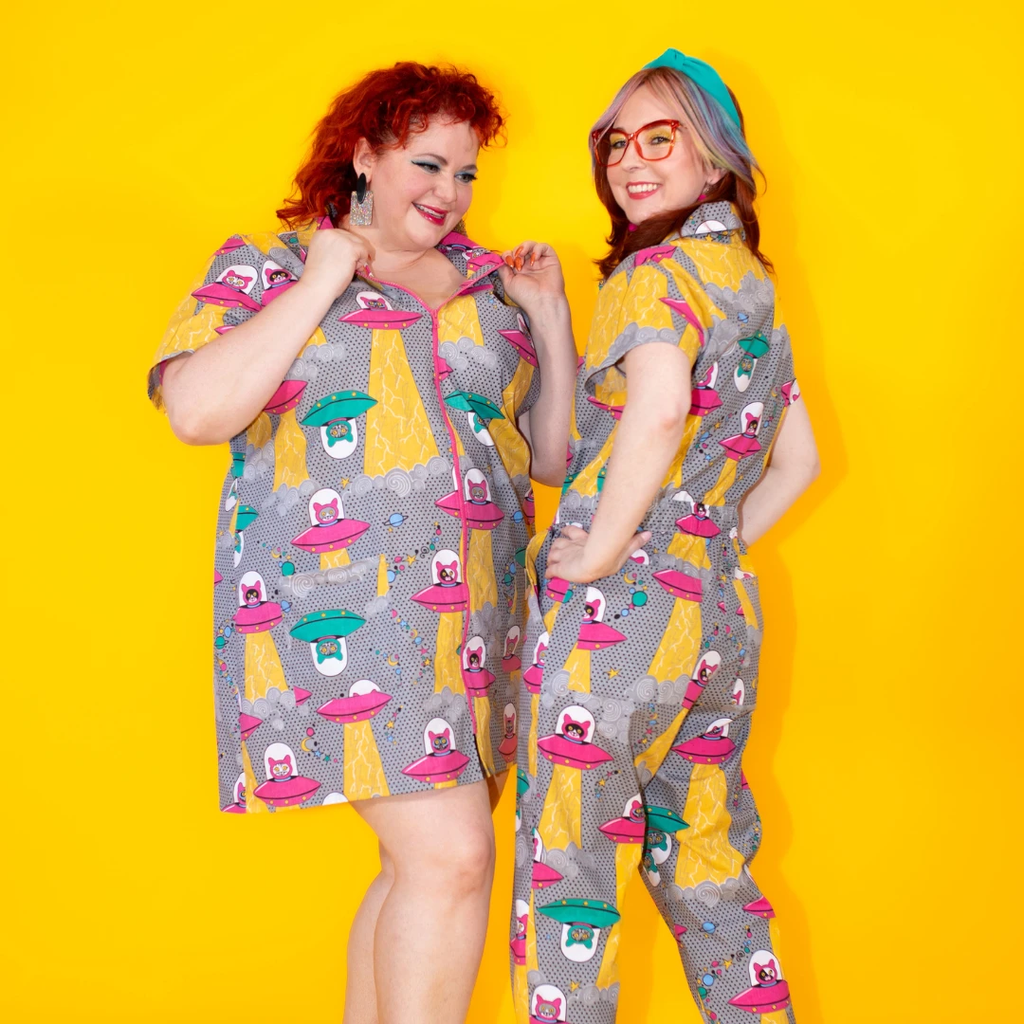 Cats in Space Minidress in Asteroid Field by Blue Platypus Clothing
