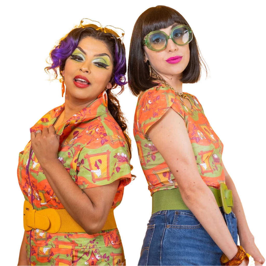 Brownstone Betties Jumpsuit in Pumpkin & Olive by Blue Platypus Clothing