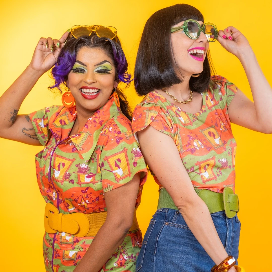 Brownstone Betties Jumpsuit in Pumpkin & Olive by Blue Platypus Clothing