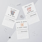 French motivational phrases kawaii Monthly Wall Calendar 2027, Cute Encouragement Calendar