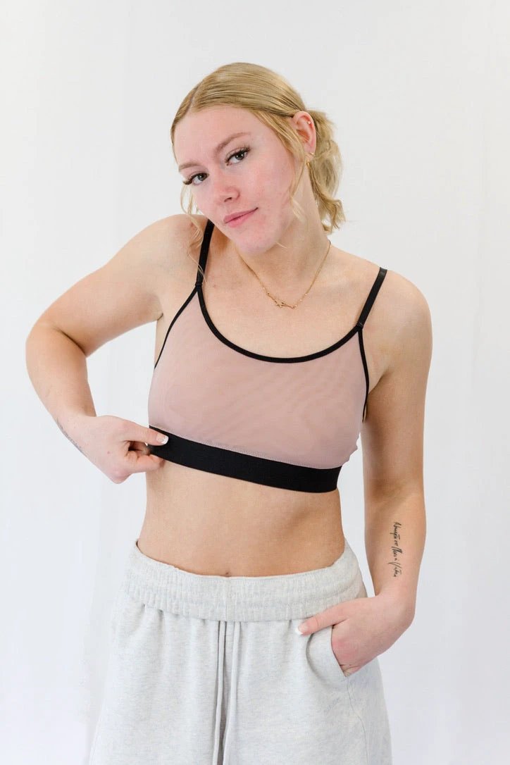 Dusty Blush Mesh Bra by wearswoop.com