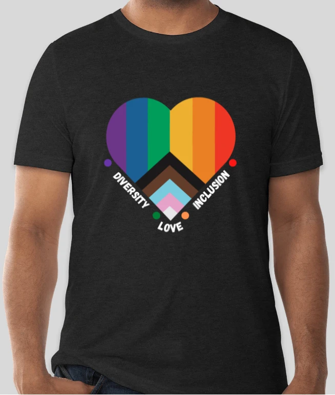 Pride Heart T-Shirt (Black) by RainBee Designs LLC