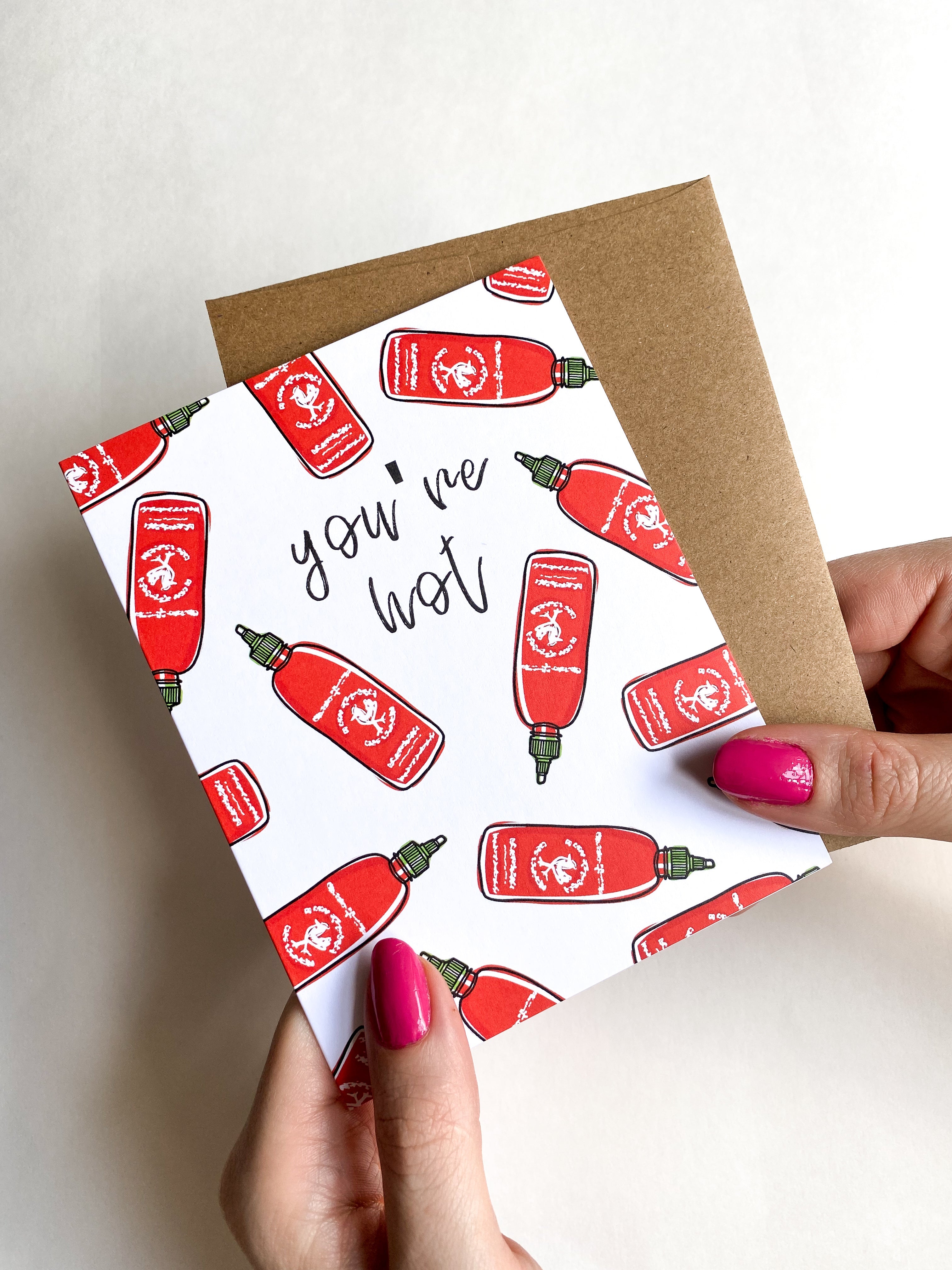 Sriracha Funny Valentines Card, Unique Anniversary Card, Hot Sauce Lover