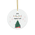 Joyeux Noel Ceramic Ornament, "Merry Christmas" in French by Printify