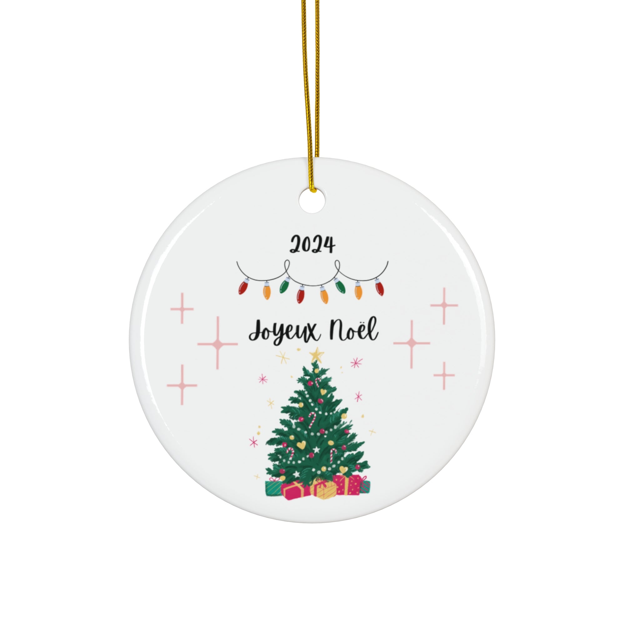 Joyeux Noel Ceramic Ornament, "Merry Christmas" in French
