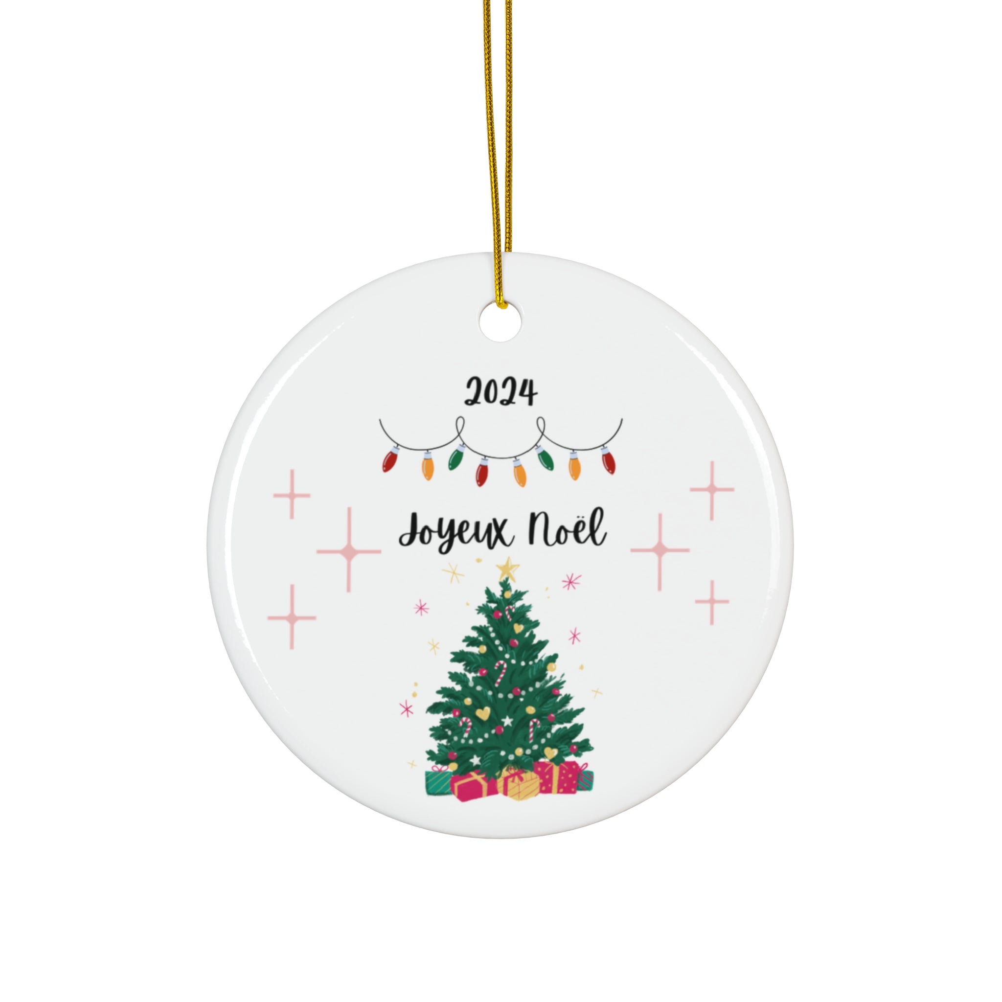 Joyeux Noel Ceramic Ornament, "Merry Christmas" in French