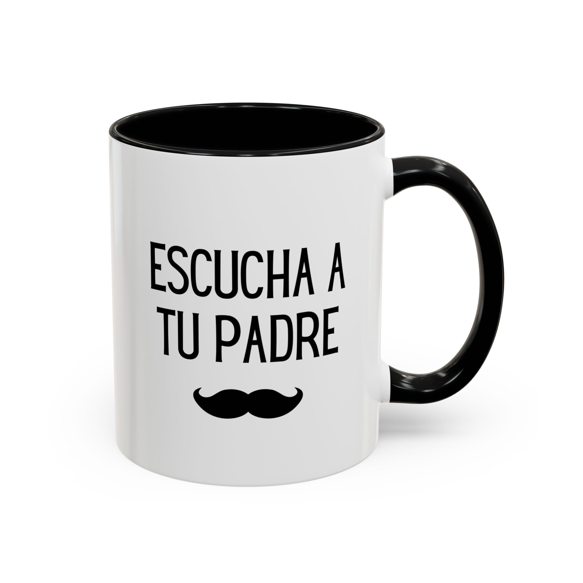 Escucha a tu padre Coffee Mug, Accent 11/15oz, Spanish quote mustache