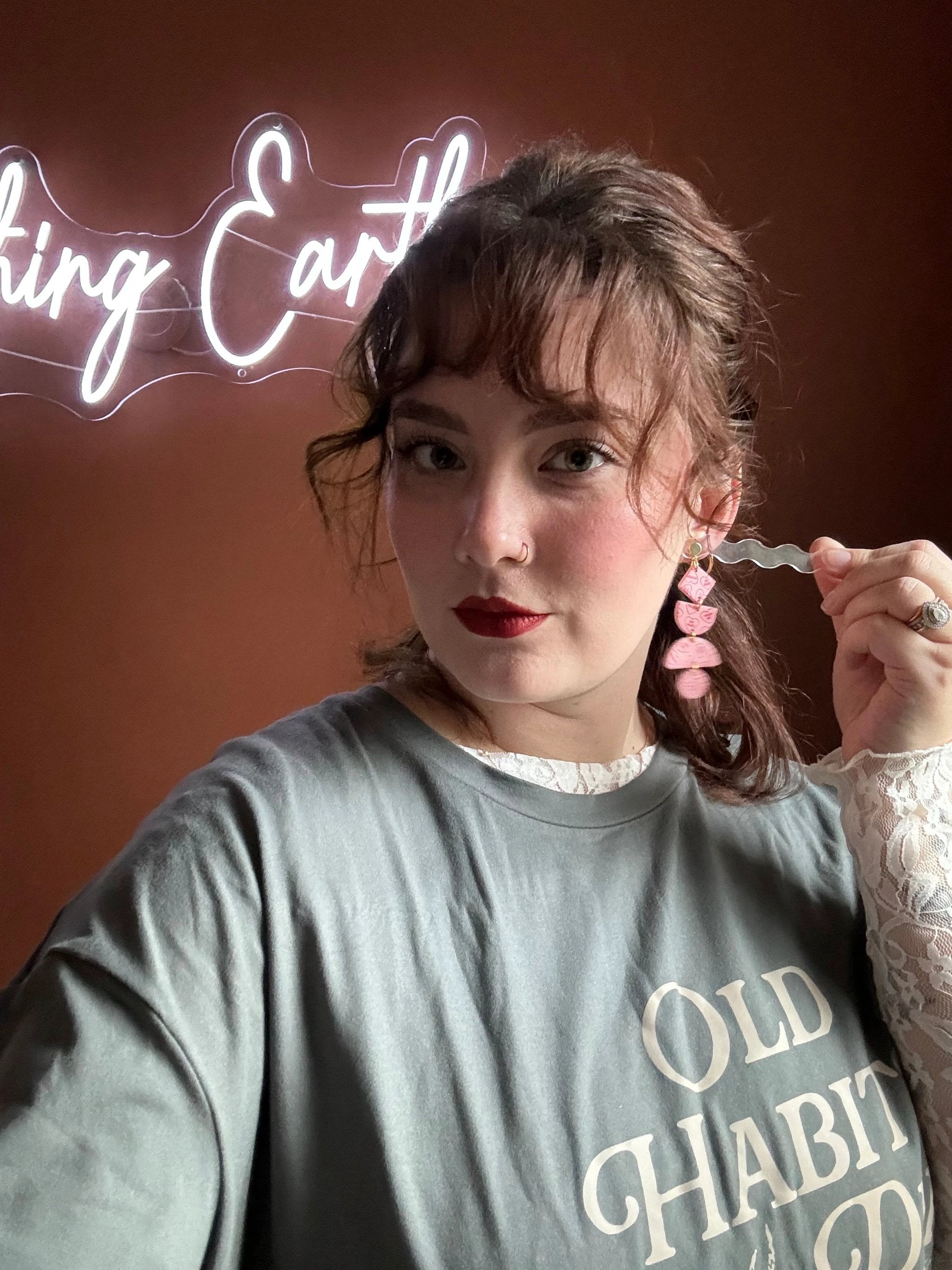 Indie earrings in Pink Conversation Hearts, 14k gold plated & nickel free by Shop Something Earthy