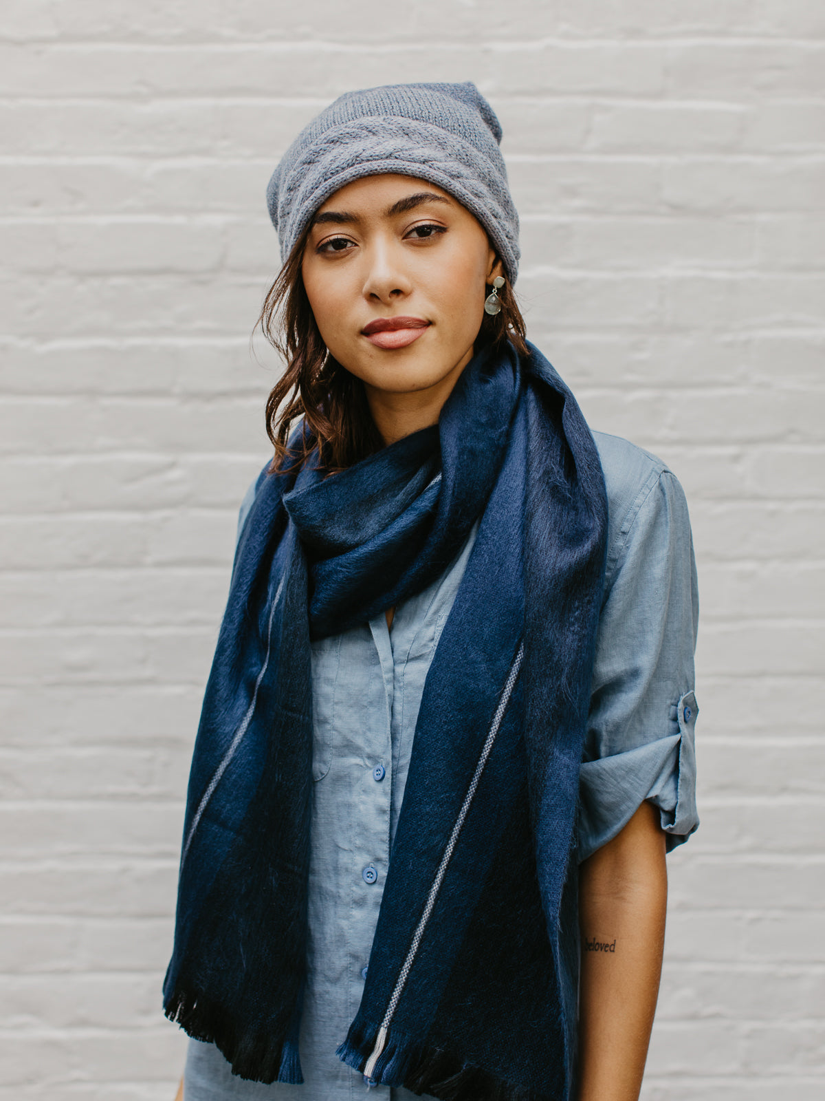 Brushed Alpaca Striped Scarf