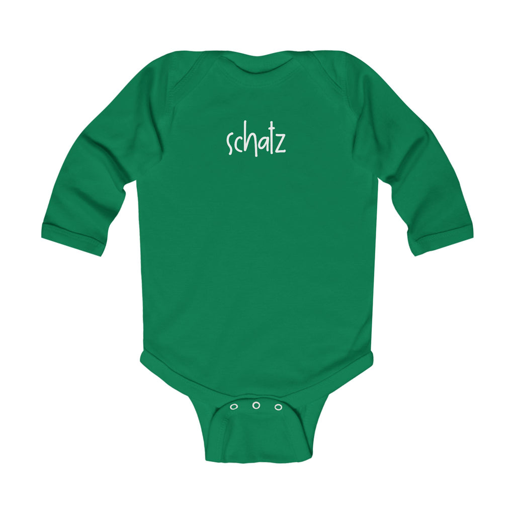 Schatz (treasure, darling) German Script baby bodysuit, long sleeve infant bodysuit