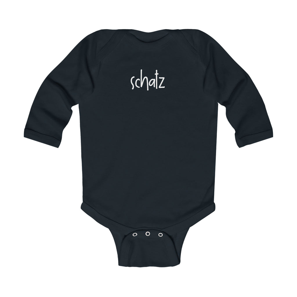 Schatz (treasure, darling) German Script baby bodysuit, long sleeve infant bodysuit