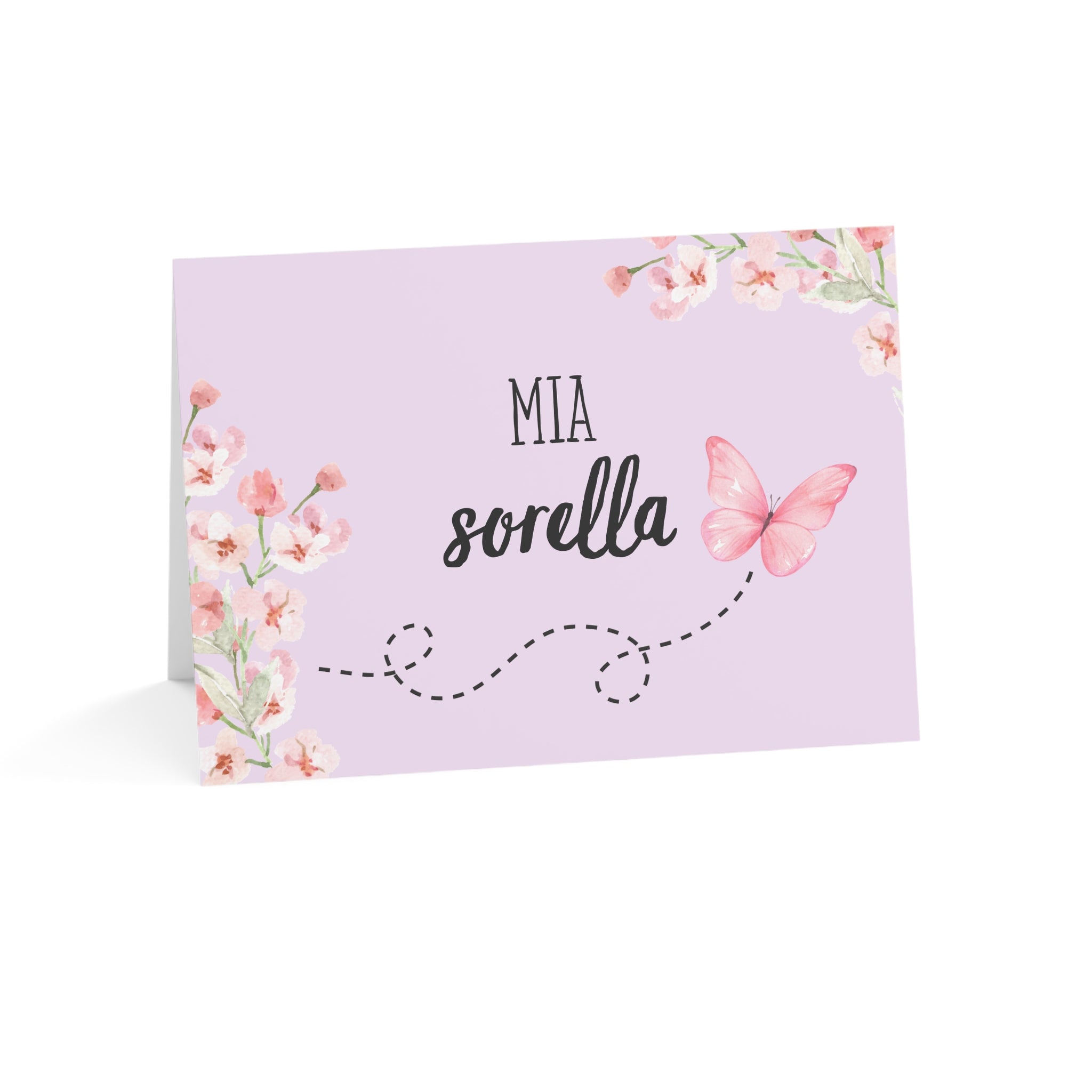 Italian sister Mia Sorella Floral Butterfly Greeting Card