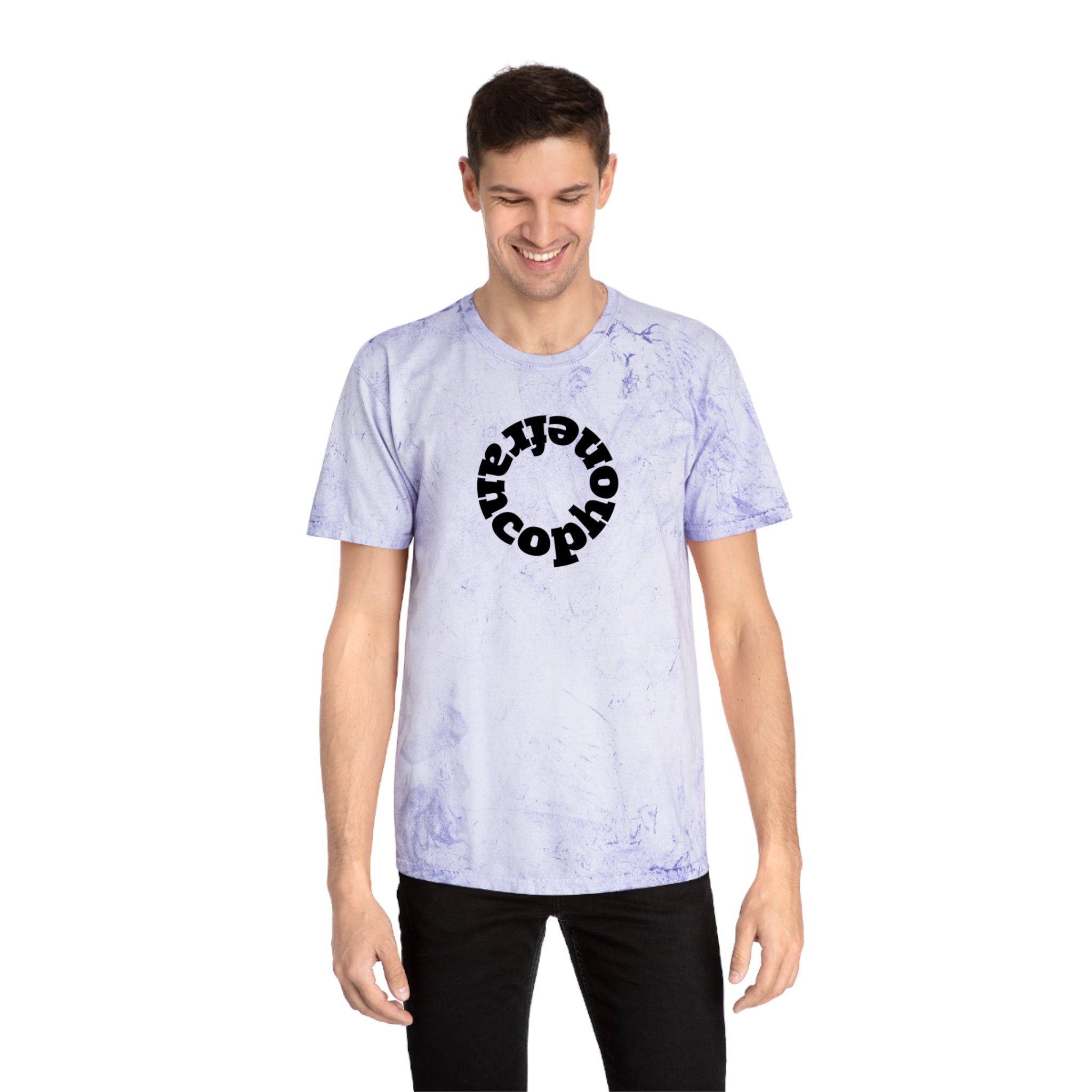 Francophone circular tye-dye tee shirt, retro unisex t-shirt for French language speakers