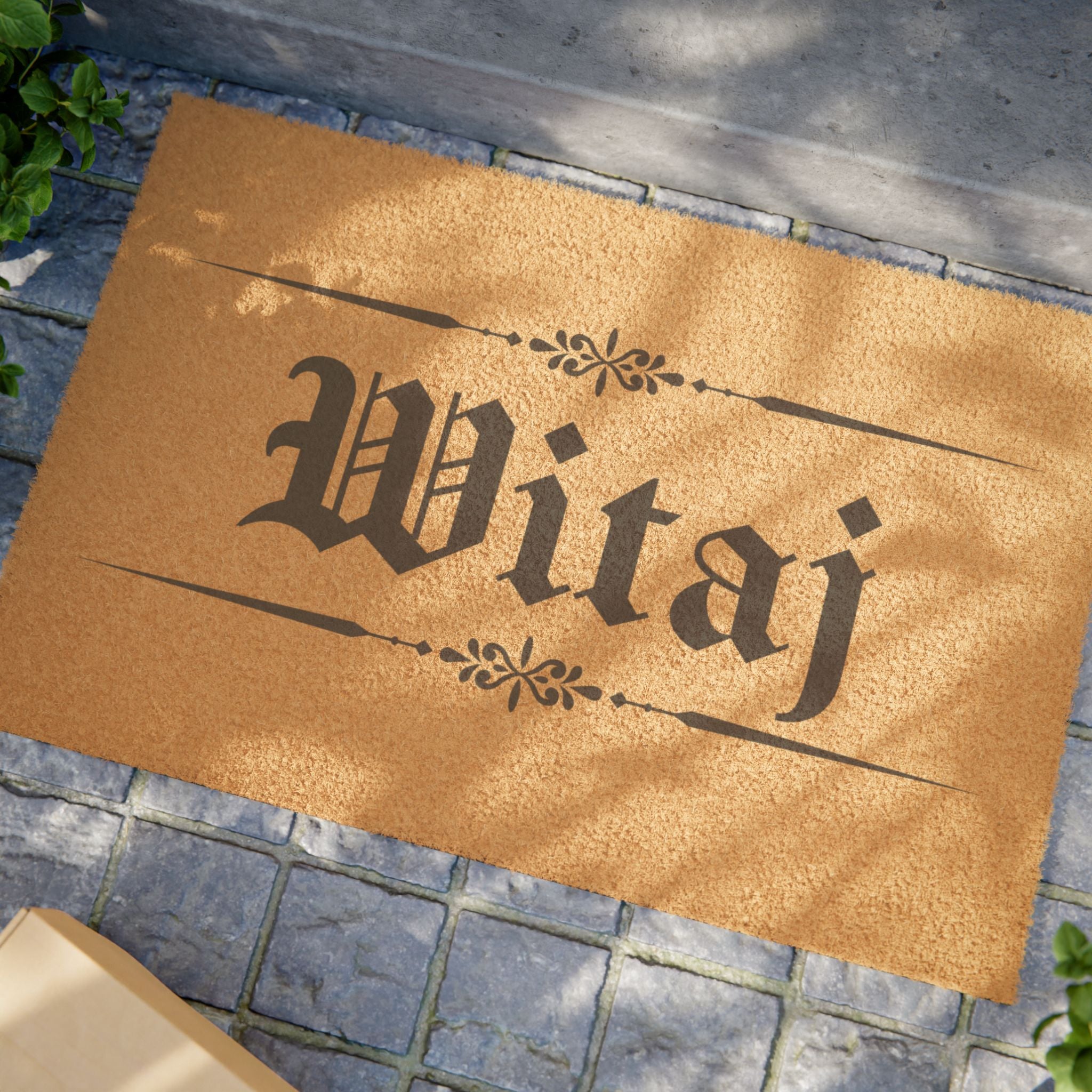 Witaj Polish Welcome Coir door Mat, Rustic Gothic Entryway Welcome Mat for Home & Apartment