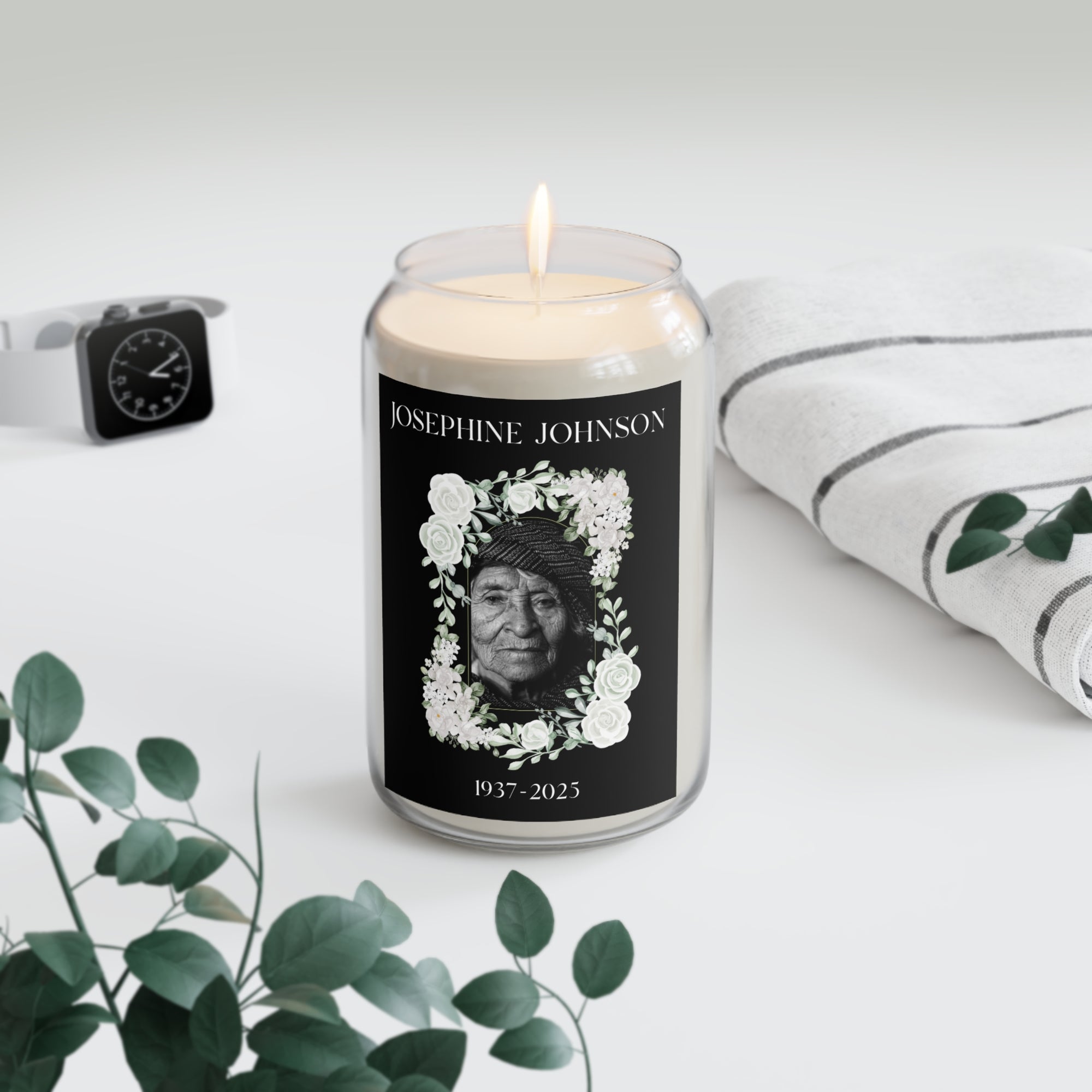 Personalized Scented Memorial Candle with photo - 13.75oz - La Vie Bien - Birthday Candle Gift - Bougie funérailles