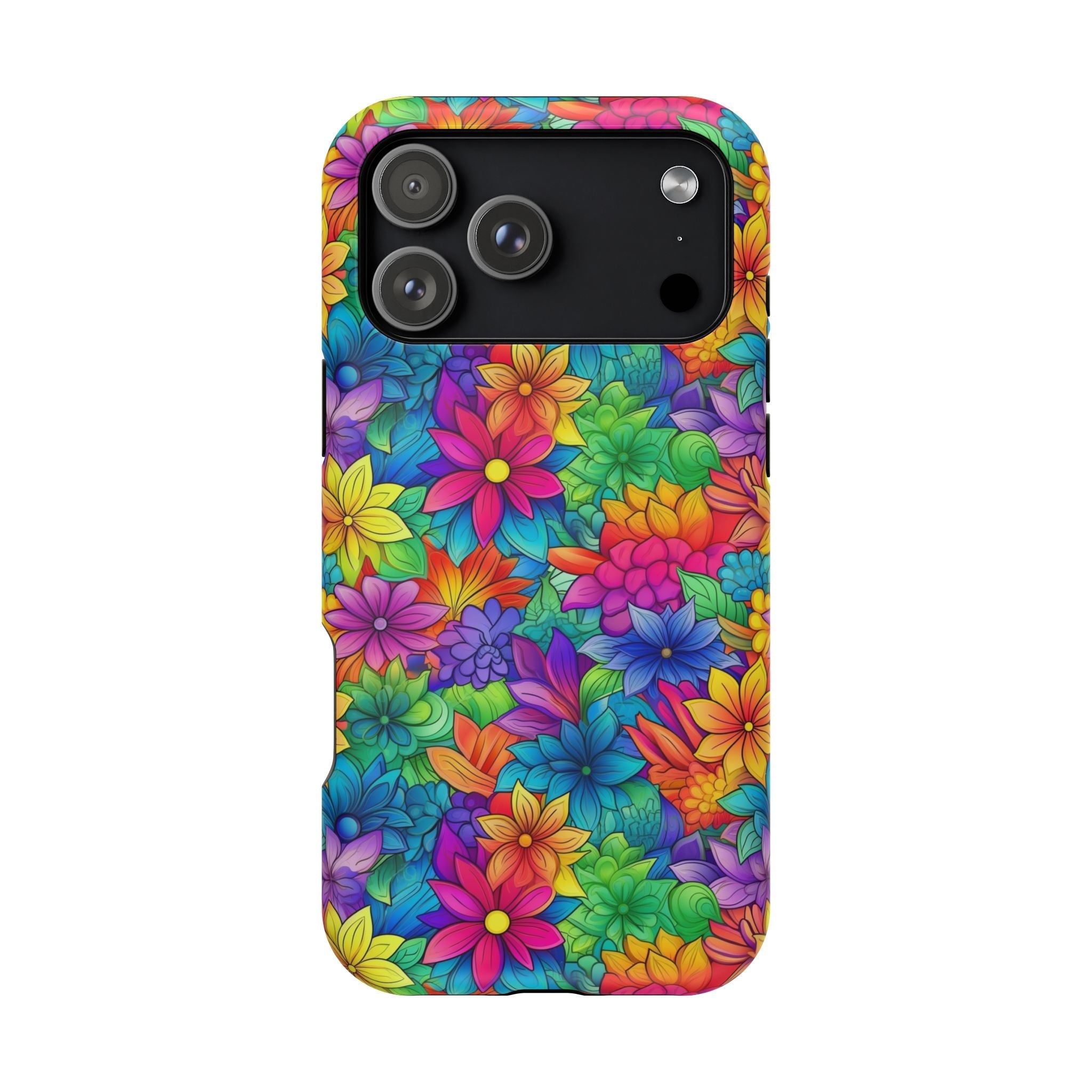 Bespattered Facade Bright Rainbow Flowers Impact-Resistant Case