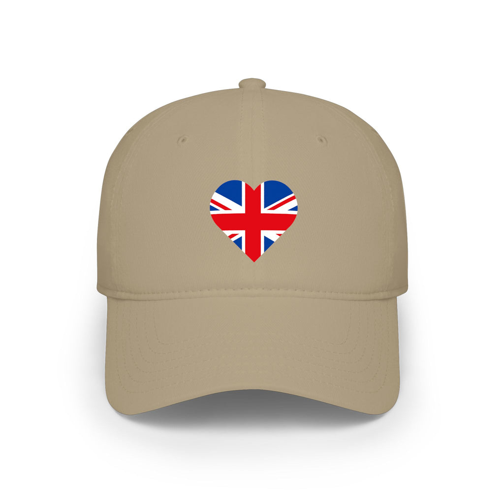 Union Jack United Kingdom flag Heart Cap, Low Profile Baseball Hat