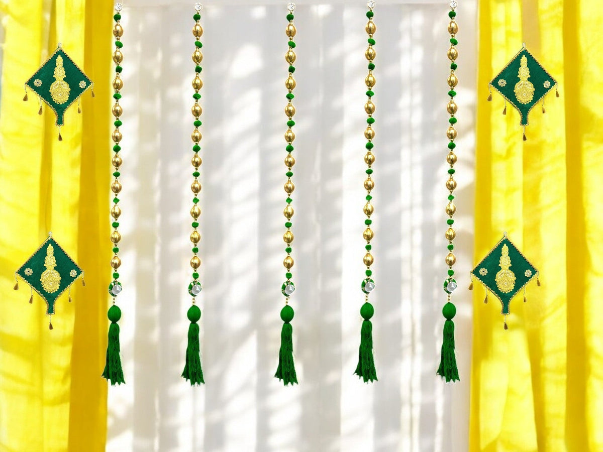 36" Gota Ball Lari With Tassels, set of 5 Festive Decor La Vie Bien 36" Gota Ball Lari With Tassels, set of 5