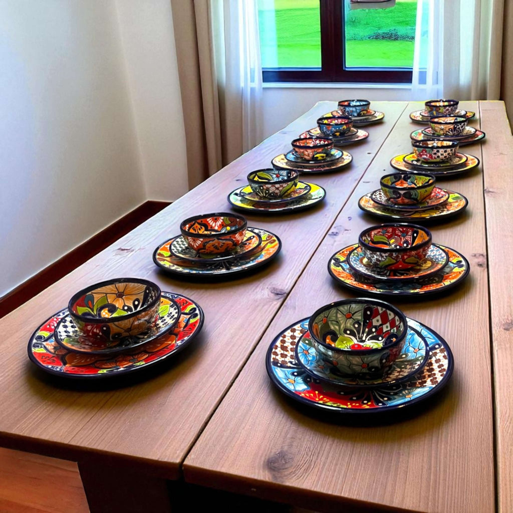36 - Piece Talavera Dinnerware Set | Handmade Mexican Plates & Bowls Talavera Dinnerware Set La Vie Bien 36 - Piece Talavera Dinnerware Set | Handmade Mexican Plates & Bowls