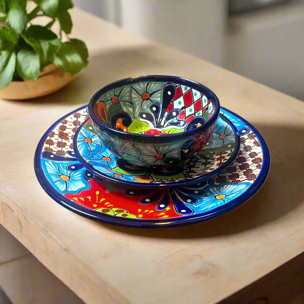 36 - Piece Talavera Dinnerware Set | Handmade Mexican Plates & Bowls Talavera Dinnerware Set La Vie Bien 36 - Piece Talavera Dinnerware Set | Handmade Mexican Plates & Bowls