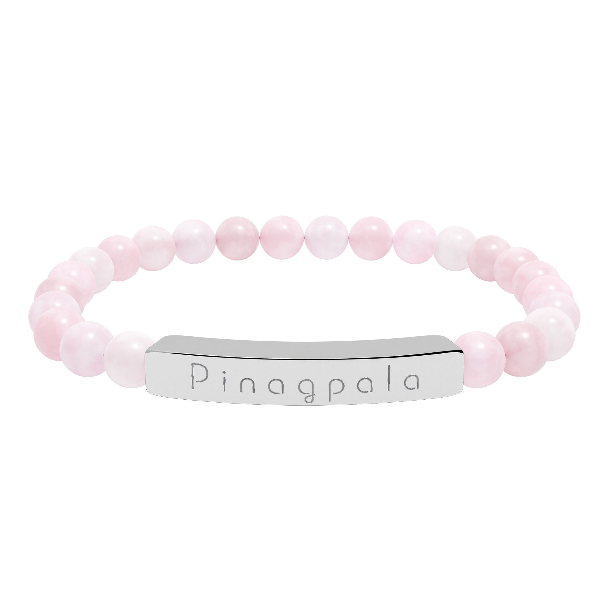 Pinagpala Filipino/Tagalog Blessed Engraved Natural Stone Bead Bracelet, Bar Stretch Bracelet