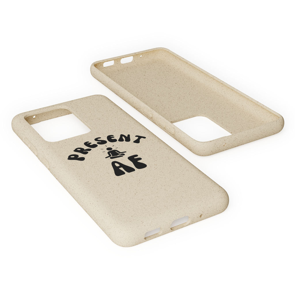 Present AF eco friendly meditation phone case, biodegradable iPhone Samsung cell cover
