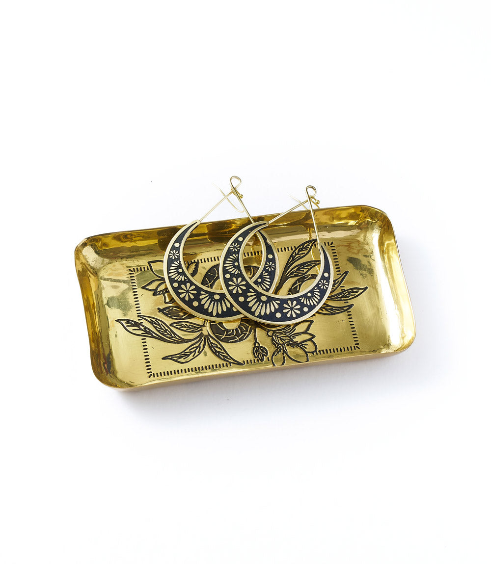 Saanp Snake Rectangular Catch-all Tray - Etched Brass