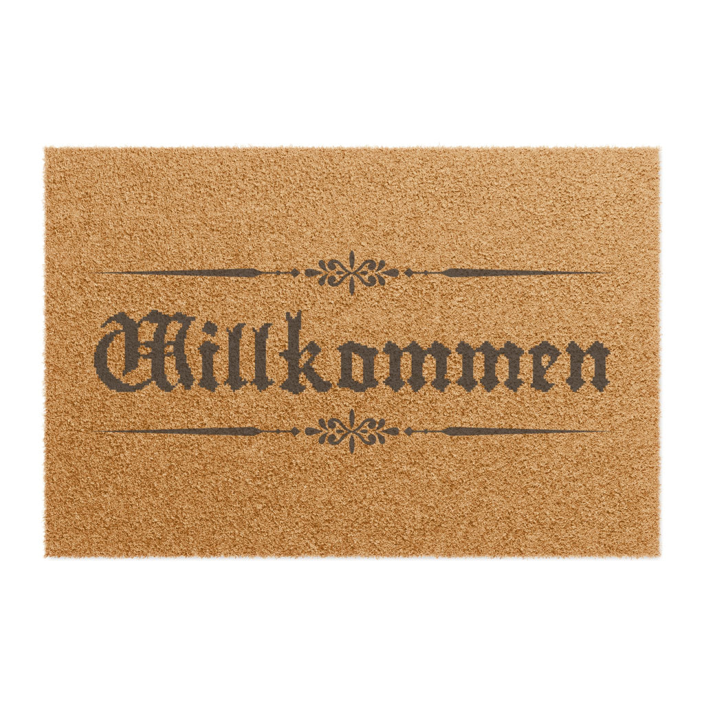 Willkommen Doormat – Rustic pixelated text German Welcome Coir Mat