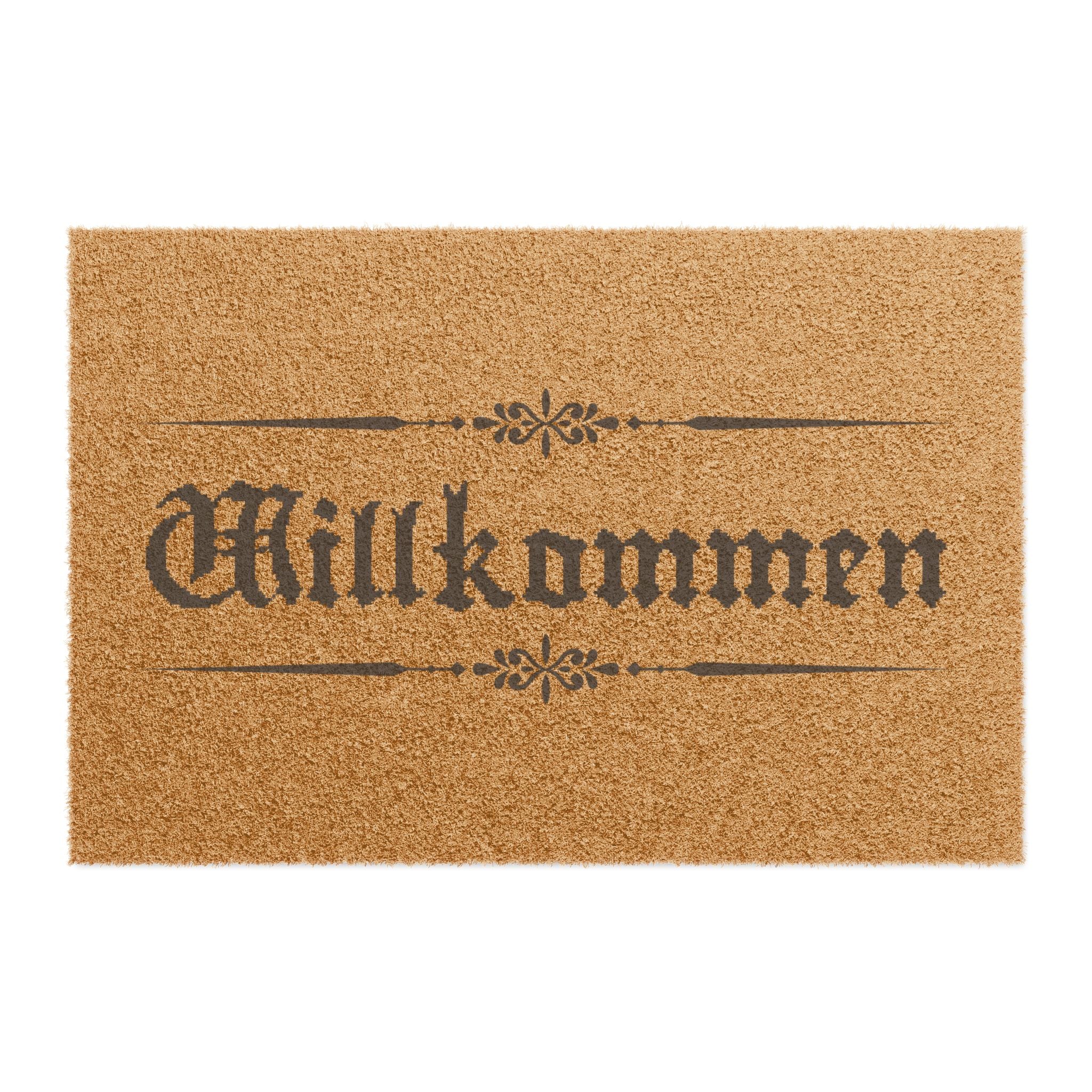 Willkommen Doormat – Rustic pixelated text German Welcome Coir Mat
