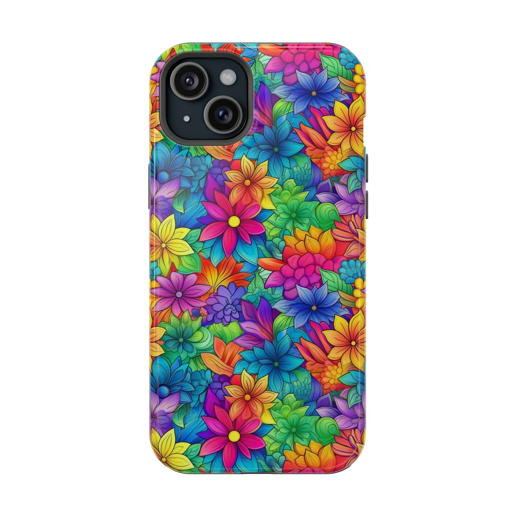 Bespattered Facade Bright Rainbow Flowers Impact-Resistant Case