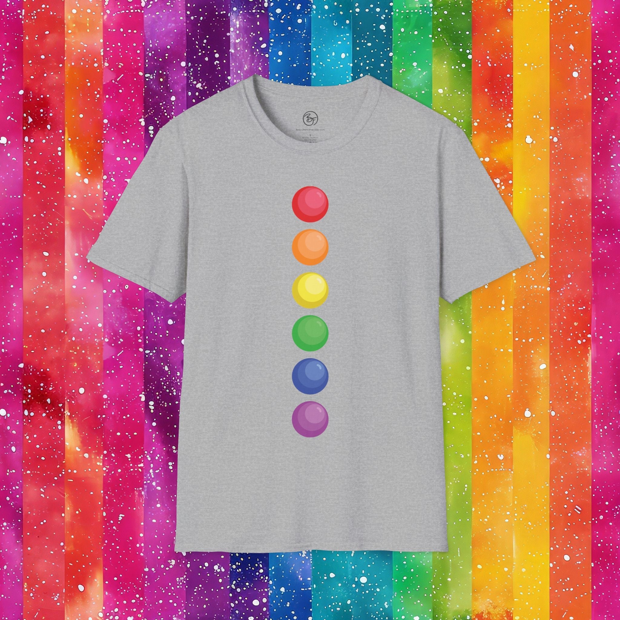 Bespattered Facade Rainbow Dots Unisex Softstyle T-Shirt