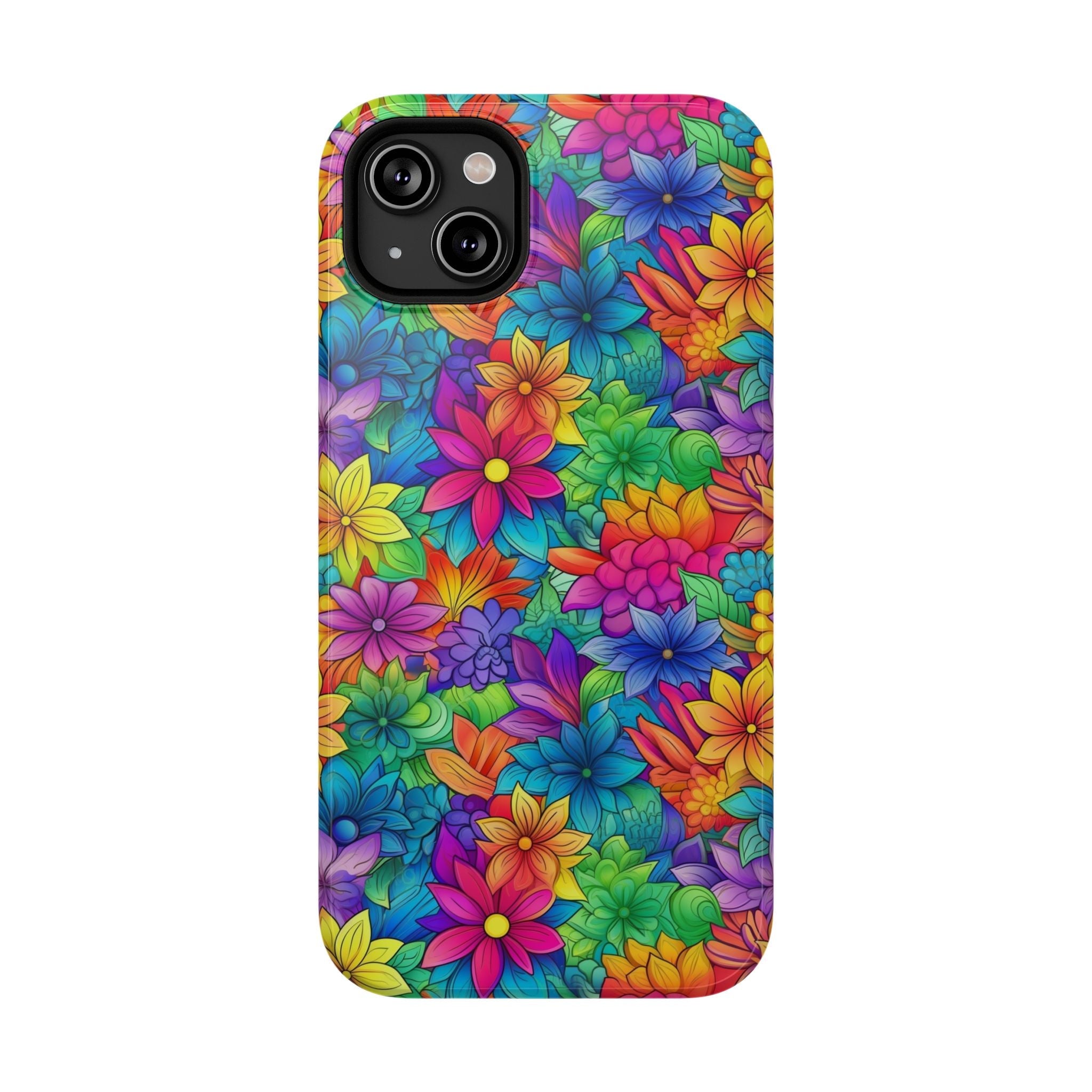 Bespattered Facade Bright Rainbow Flowers Impact-Resistant Case