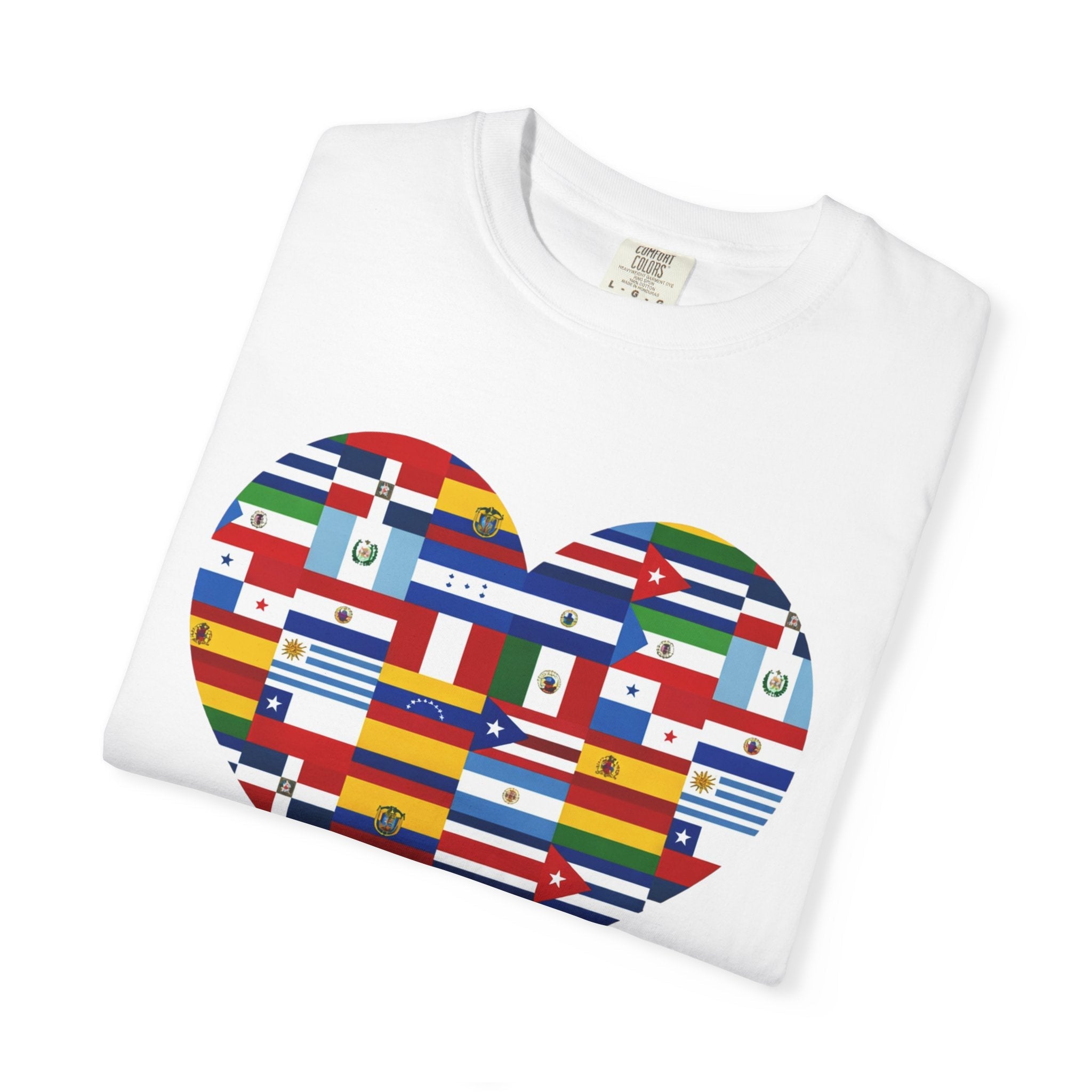 Hispanic / Latino Heritage Countries Heart T-shirt | Spanish Speaking Country Flags | Viral Latino Tees | Unisex