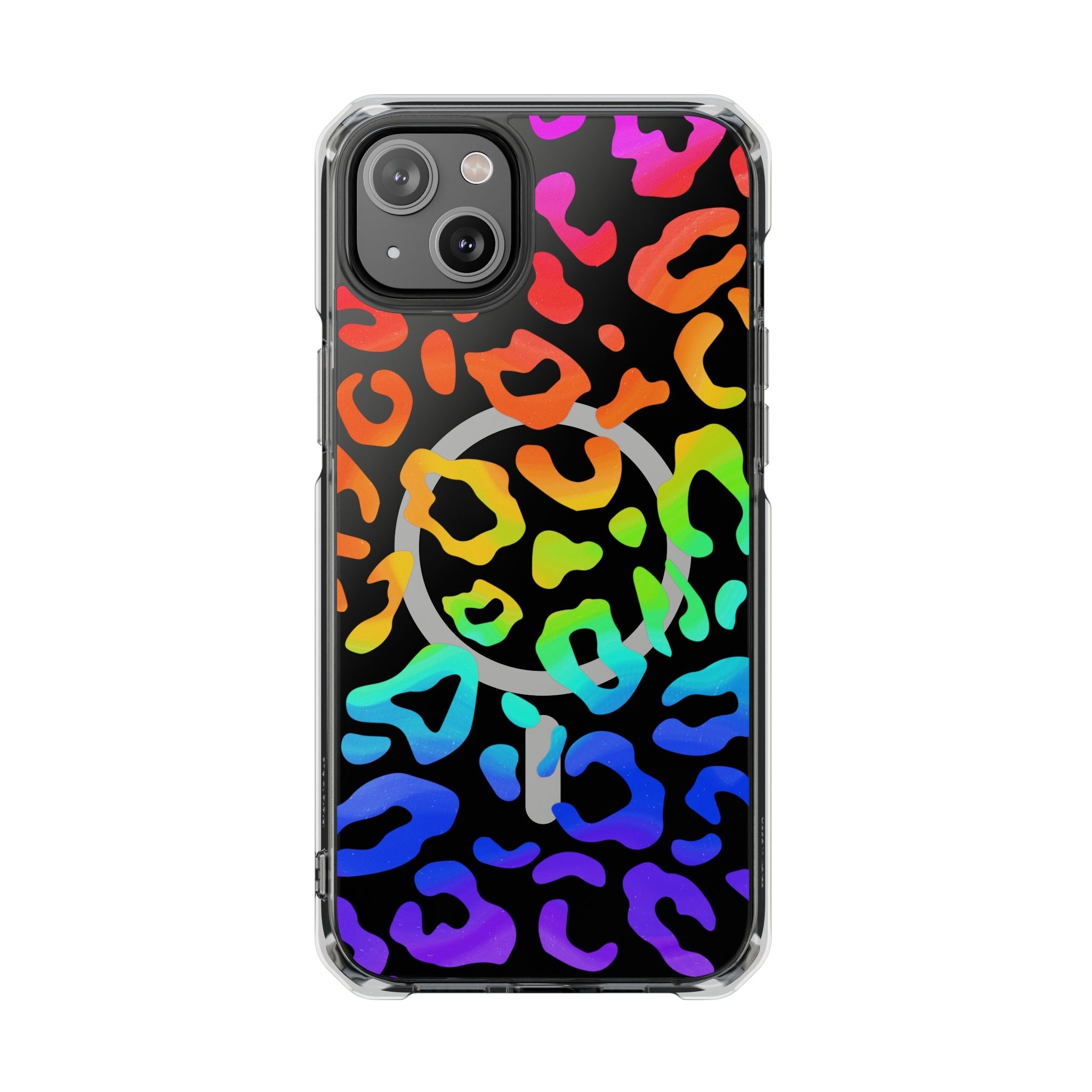 Bespattered Facade Watercolor Rainbow Leopard MagSafe Clear Impact Case
