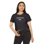 Auf Deutsch, bitte script crop top, German phrase tee, minimalist typography