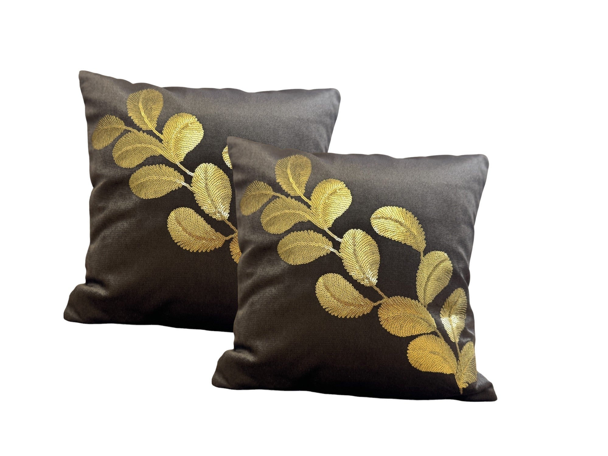 Velvet Cushion or Pillow Cover with Tree Branch Sequence Design, Set of 2