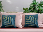 Velvet Cushion or Pillow Cover with Australian Leaf Design, Set of 2