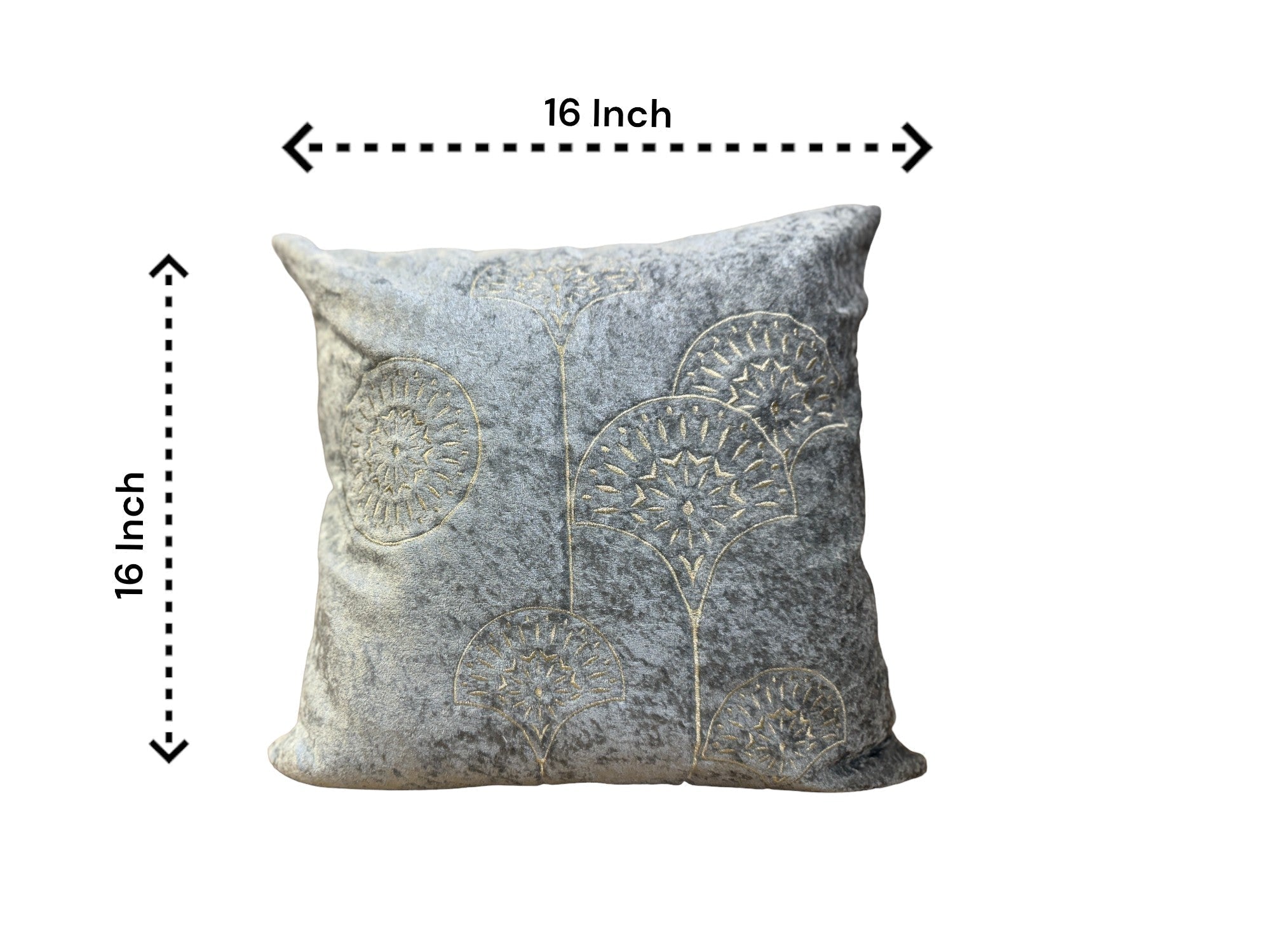 Velvet Cushion or Pillow Cover with Golden Embroidery Set of 2