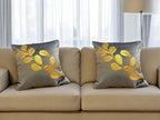 Velvet Cushion or Pillow Cover with Tree Branch Sequence Design, Set of 2