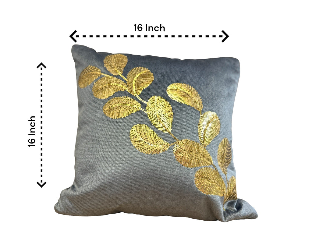 Velvet Cushion or Pillow Cover with Tree Branch Sequence Design, Set of 2