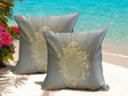 Satin Cushion or Pillow Cover with Koyari Embroidery, Set of 2