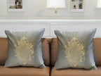 Satin Cushion or Pillow Cover with Koyari Embroidery, Set of 2