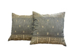 Silk Cushion or Pillow Cover with King Crown & Border Embroidery, Set of 2