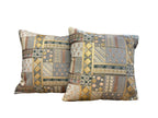 Silk Cushion or Pillow Cover with Heavy Traditional Indian Thread Work, Set of 2