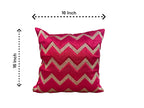 Silk Cushion or Pillow Cover with Golden Zigzag Embroidery, Set of 2