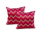 Silk Cushion or Pillow Cover with Golden Zigzag Embroidery, Set of 2