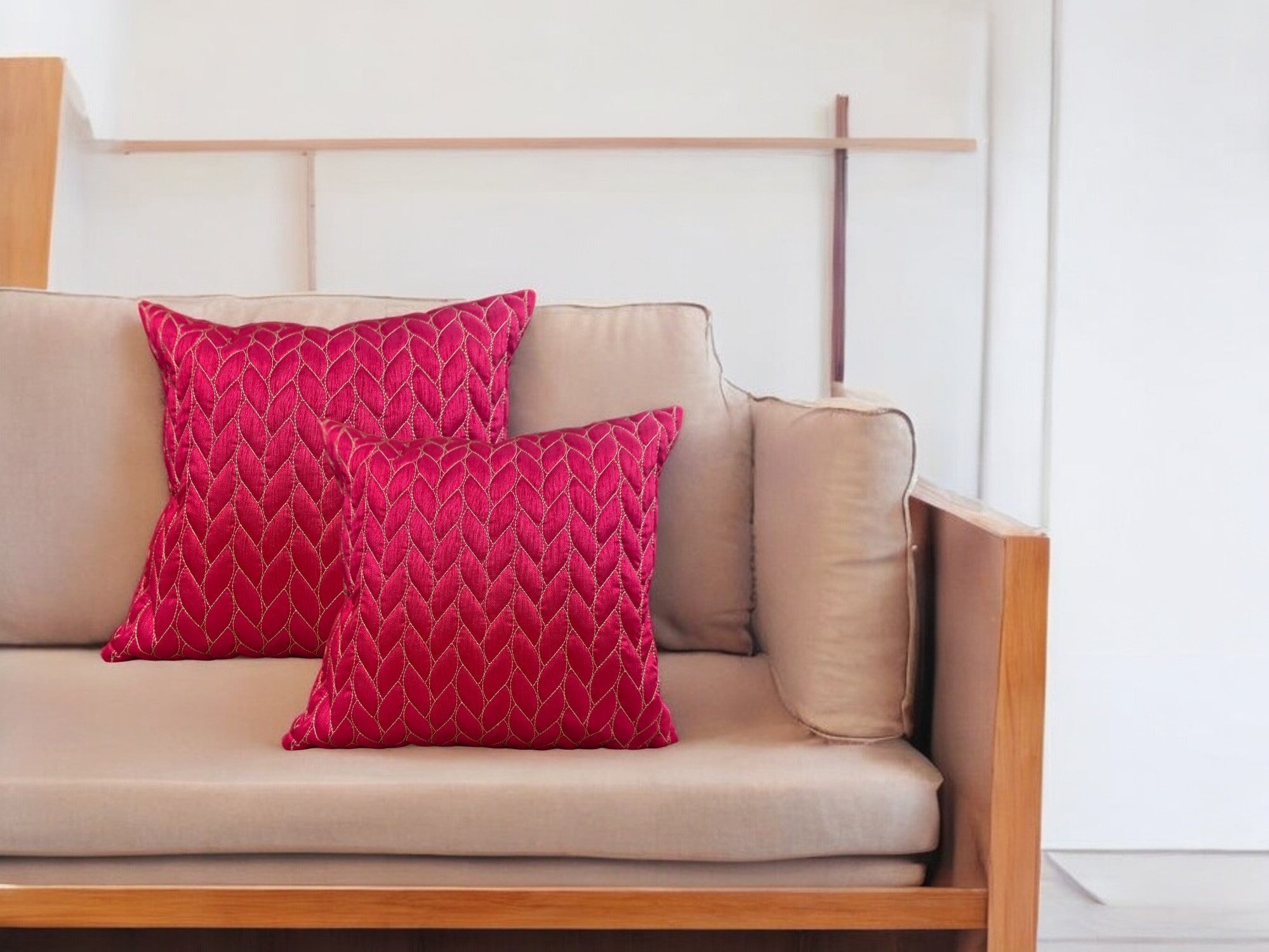 Silk Cushion or Pillow Cover with Choti Design, Set of 2
